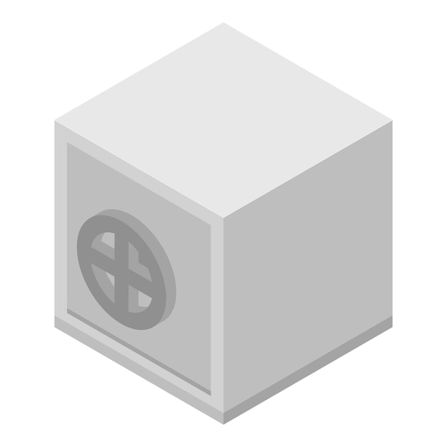 Icono de caja fuerte de metal de dinero Isométrico de icono de vector de caja fuerte de metal de dinero para diseño web aislado sobre fondo blanco