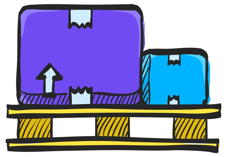 Vector icono de caja logística en ilustración de vector de color dibujado a mano