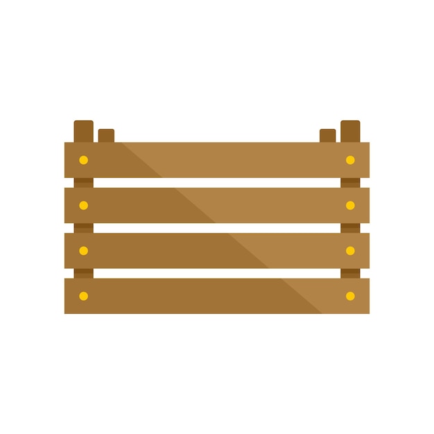 Icono de caja de madera de almacenamiento Ilustración plana del icono de vector de caja de madera de almacenamiento aislado sobre fondo blanco