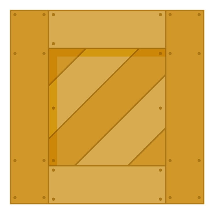 Vector icono de caja de madera contenedor de envío paquete de carga dura aislado sobre fondo blanco