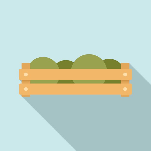 Icono de caja de madera de frutas ilustración plana de icono de vector de caja de madera de frutas para diseño web