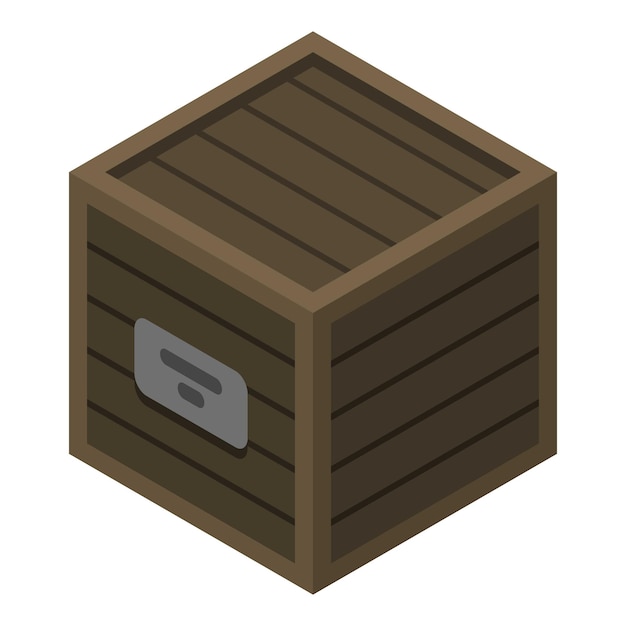 Icono de caja de madera isométrica del icono de vector de caja de madera para diseño web aislado sobre fondo blanco