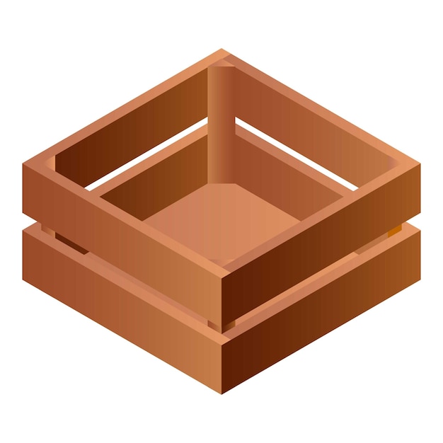 Icono de caja de madera isométrica del icono de vector de caja de madera para diseño web aislado sobre fondo blanco