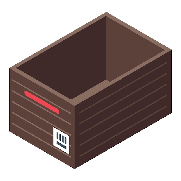 Icono de caja de madera vegetal Isométrico de icono de vector de caja de madera vegetal para diseño web aislado sobre fondo blanco
