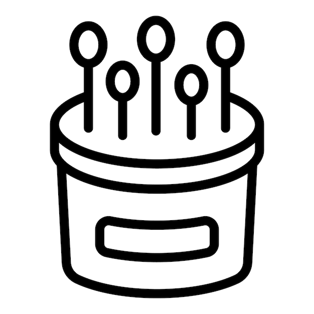 Icono de caja de palo de maquillaje vector de contorno Algodón de oreja Hisopo de plástico