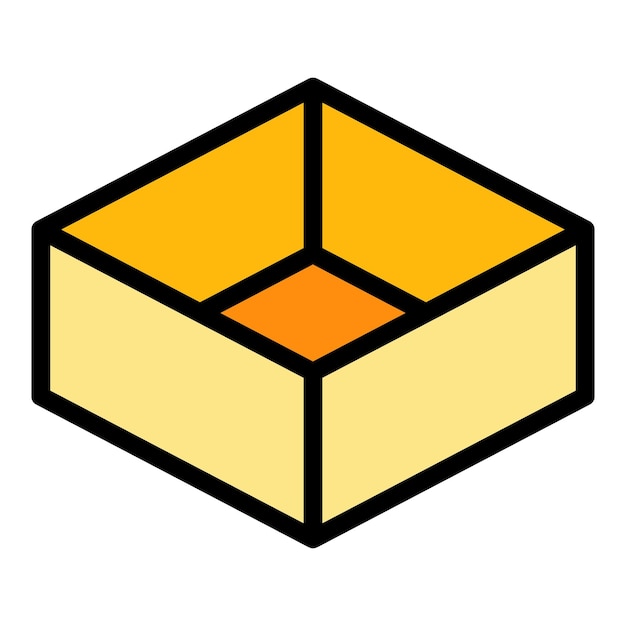 Icono de la caja del paquete Contorno del icono vectorial de la caixa del paquete Color plano aislado