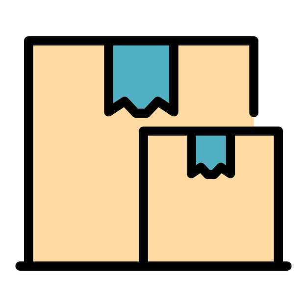 Icono de la caja de paquetes de cartón Contorno de la cava de paquetas de cartón Icono vectorial de color plano aislado