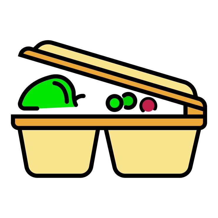 Vector icono de caja de plástico de almuerzo contorno de caja de plástico de almuerzo icono de vector color plano aislado en blanco
