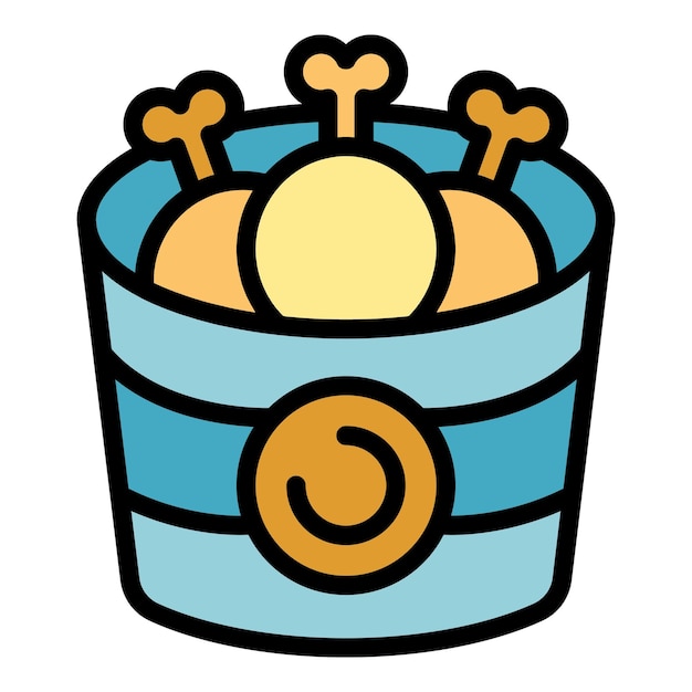 Icono de caja de pollo contorno vector Japón menú Rollo arroz color plano