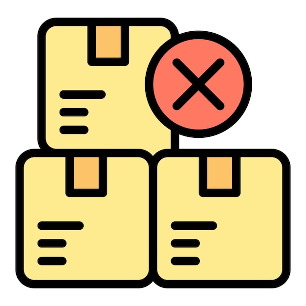 Icono de caja de producto defectuoso vector de contorno Cheque de devolución Color electrónico plano