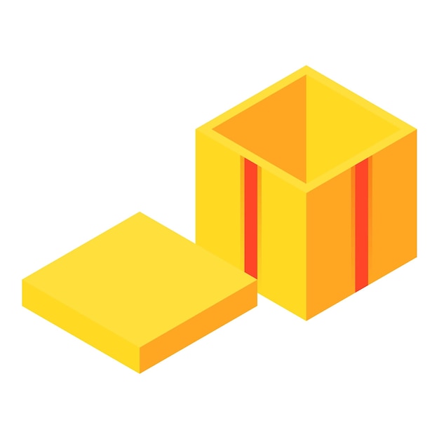 Icono de caja de regalo abierta amarilla Isométrica de icono de vector de caja de regalo abierta amarilla para diseño web aislado sobre fondo blanco