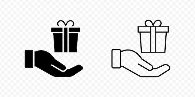 Icono de caja de regalo aislada por vectores en la mano