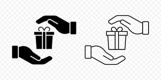 Icono de caja de regalo aislada por vectores en la mano