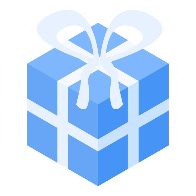 Icono de caja de regalo azul Isométrico del icono de vector de caja de regalo azul para diseño web aislado sobre fondo blanco