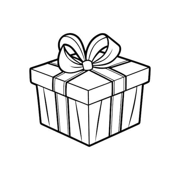 Icono de caja de regalo Caja de regalo dibujada con arco Icono de caixa de regalo lineal