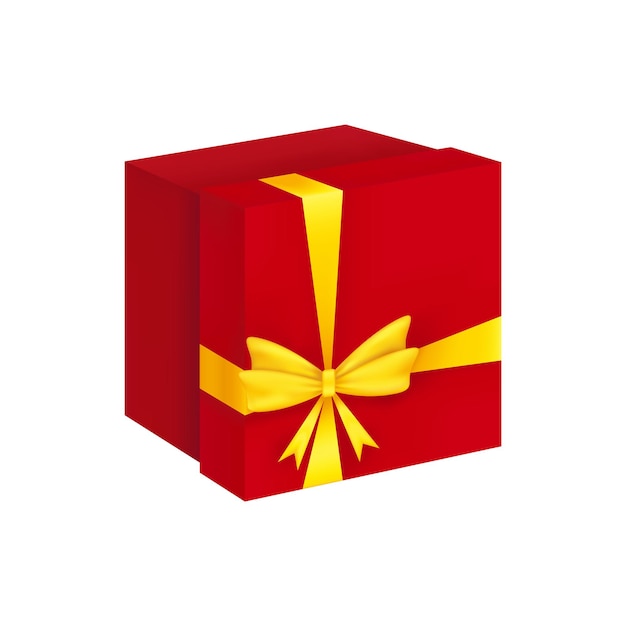 Icono de caja de regalo caja de regalo roja 3d con cinta y lazo vector