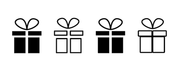 Icono de caja de regalo Cajas de regalo con cinta en estilo de contorno Colección de juegos de cajas de regalo