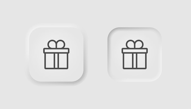 Icono de caja de regalo en estilo neumorfismo Iconos para la interfaz de usuario blanca empresarial UX Símbolo actual Caja de regalo regalo de cumpleaños sorpresa Navidad Estilo neumórfico Ilustración vectorial