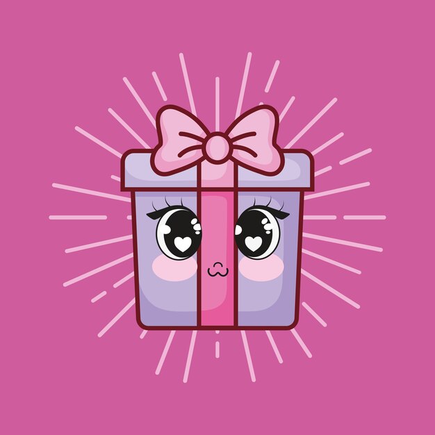 Vector icono de caja de regalo kawaii