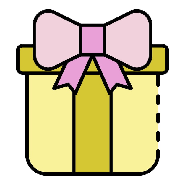 Icono de caja de regalo de Navidad Contorno de caja de regalo de Navidad icono de vector color plano aislado