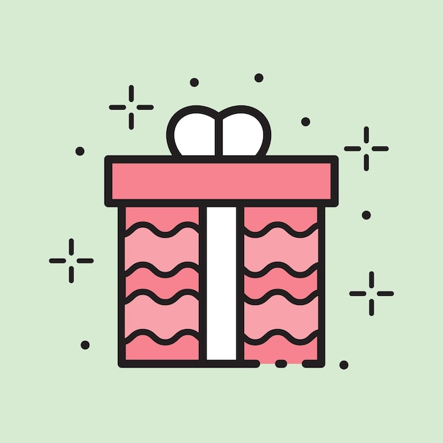 icono de caja de regalo de navidad con estilo de color lineal