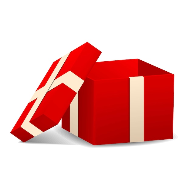 Icono de caja de regalo roja abierta Ilustración realista del icono de vector de caja de regalo roja abierta para diseño web aislado sobre fondo blanco