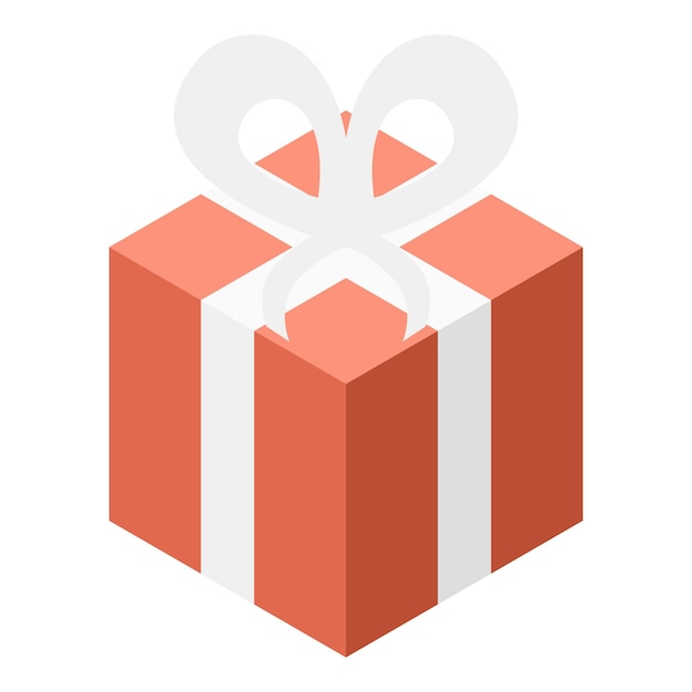 Icono de caja de regalo roja isométrica del icono de vector de caja de regalo roja para diseño web aislado sobre fondo blanco