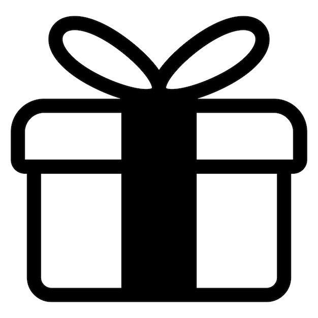 El icono de la caja de regalos aislado sobre un fondo blanco