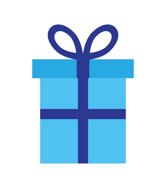 Icono de caja de regalos azul de dibujos animados vectorial plano