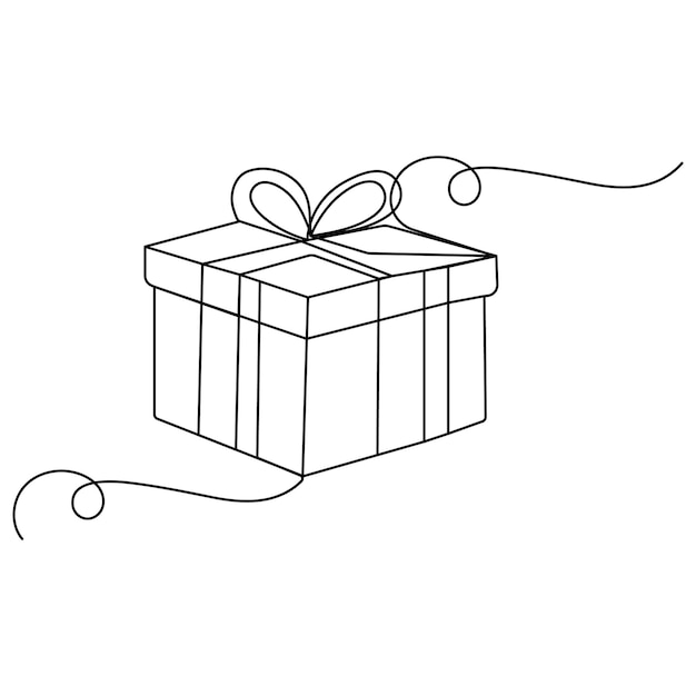 Icono de caja de regalos continuo dibujo de una línea ilustración vectorial de contorno