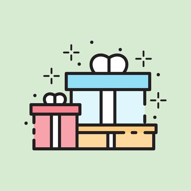 icono de caja de regalos navideños con estilo de color lineal