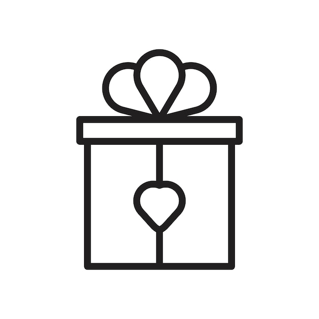 Icono de la caja de regalos de presente Ilustración de línea delgada plana vectorial