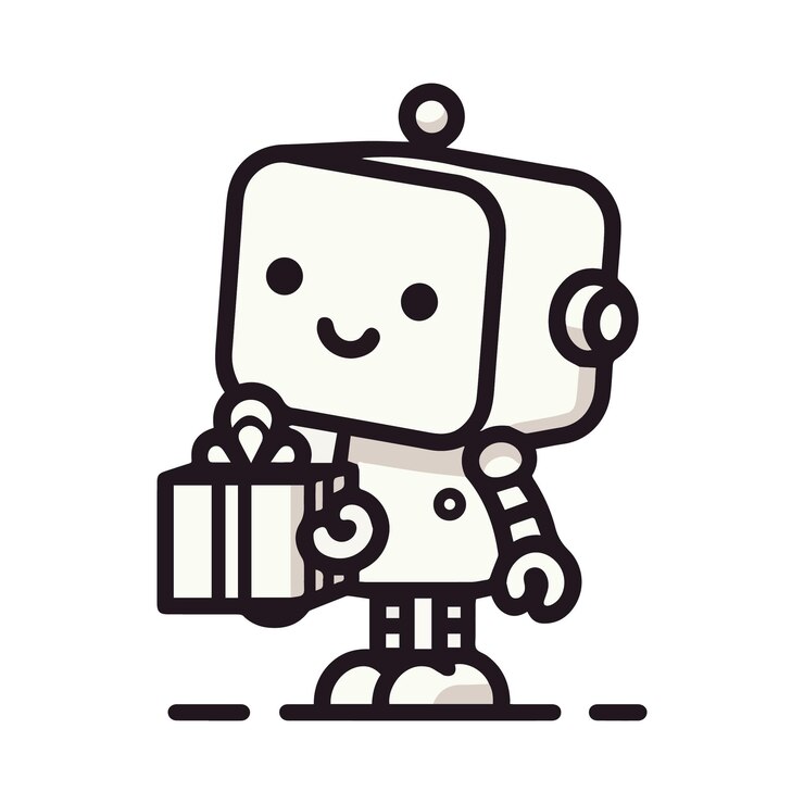 El icono de la caja de regalos de un robot lindo