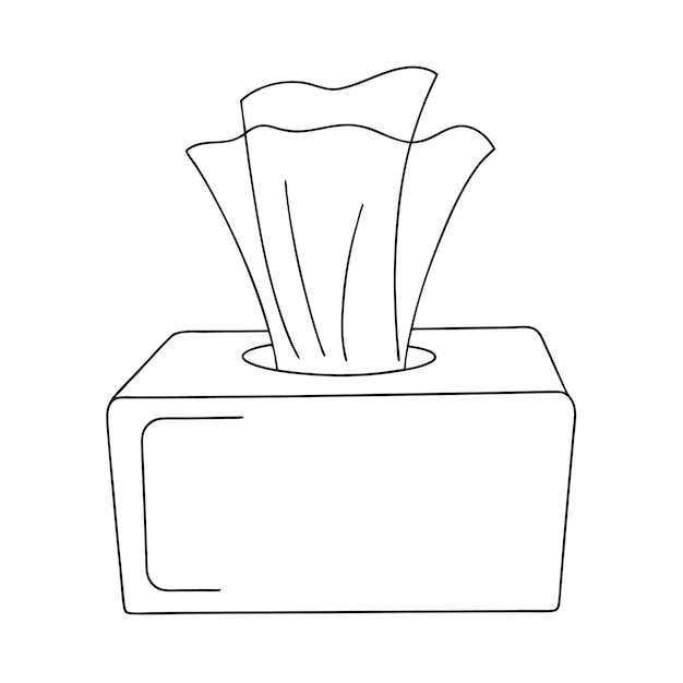 El icono de la caja de tejidos es un dibujo de línea continua.