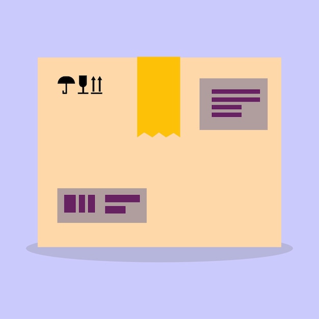 Icono de caja de vector. El icono de una caja plana para transporte de carga. Icono de vector aislado. Embalajes de cartón.
