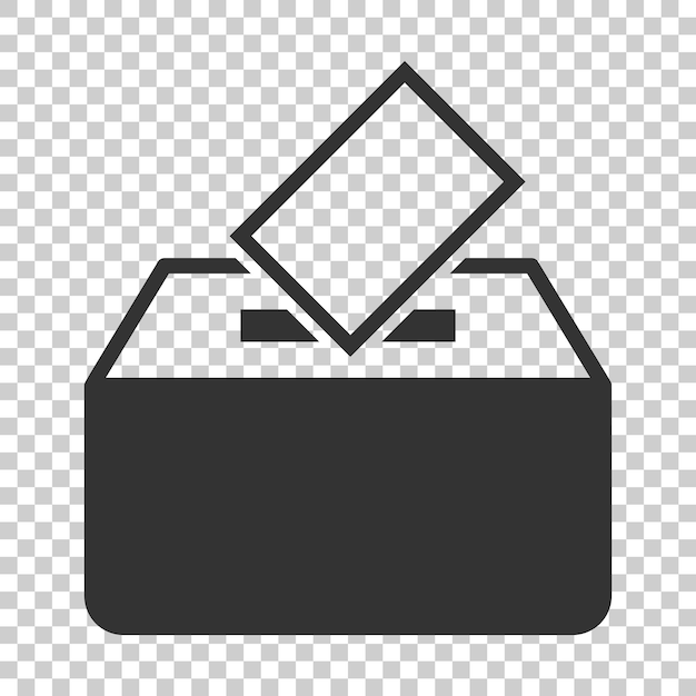 Icono de la caja de votación en estilo plano Ilustración vectorial de sugerencia de boleta de voto en un fondo aislado Concepto de negocio de voto electoral
