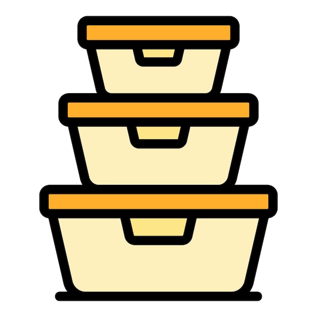 El icono de las cajas de almuerzo El contorno de las cachas de almuarzo El icono vectorial El color es plano y aislado