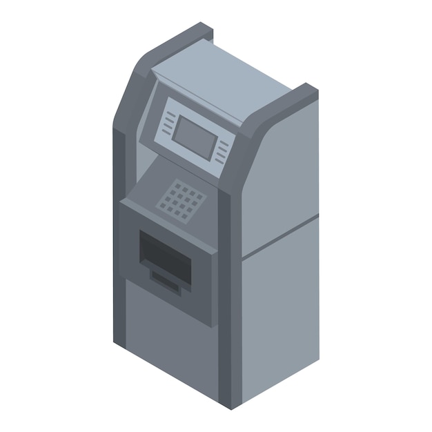 Icono de cajero automático de banco Isométrico de icono de vector de cajero automático de banco para diseño web aislado sobre fondo blanco