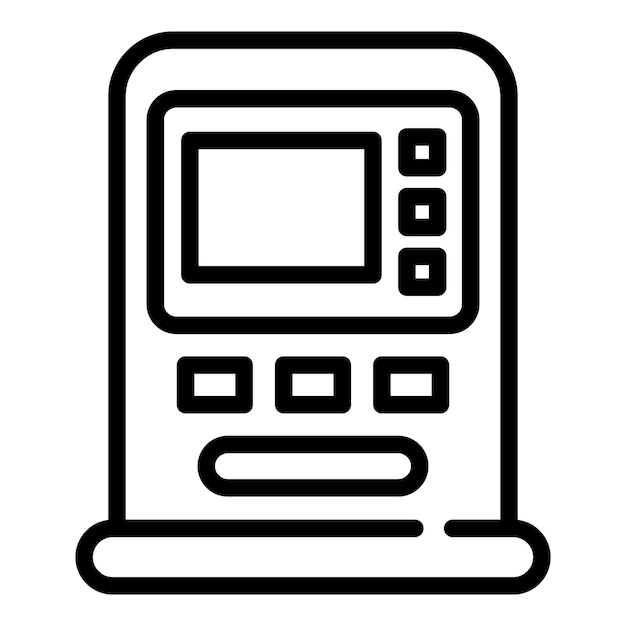 Icono de cajero automático de la ciudad Icono de vector de cajero automático de la ciudad de contorno para diseño web aislado sobre fondo blanco