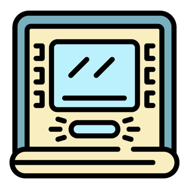 Icono de cajero automático Contorno de icono de vector de cajero automático color plano aislado