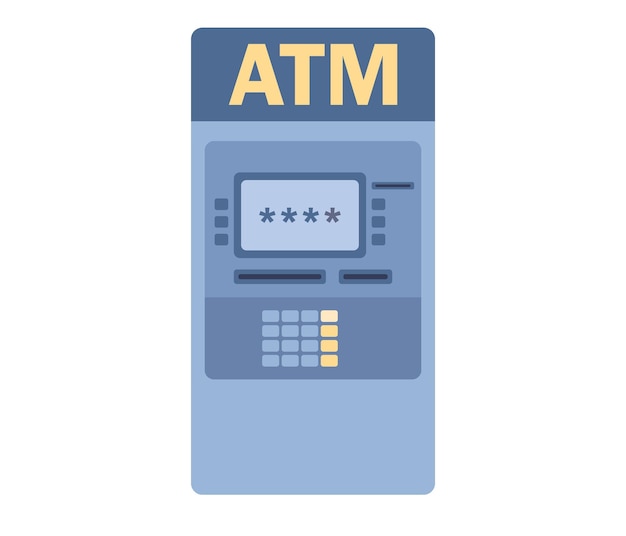 Icono de cajero automático. Pago, retiro de dinero, tarjeta de crédito, efectivo, concepto bancario. Vector plano