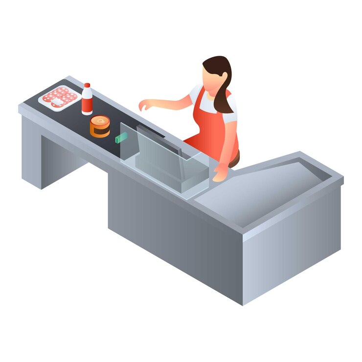 Vector icono de cajero de mujer isométrica de icono de vector de cajero de mujer para diseño web aislado sobre fondo blanco