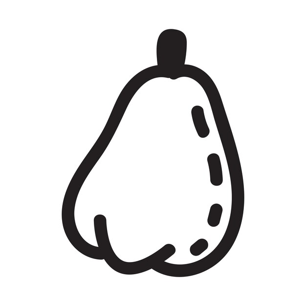 Icono de calabaza blanco y negro. Bosquejo de calabaza de Doodle. Ilustración de vector de contorno vegetal. Imagen monocromática simple. Ilustración de tinta dibujada a mano