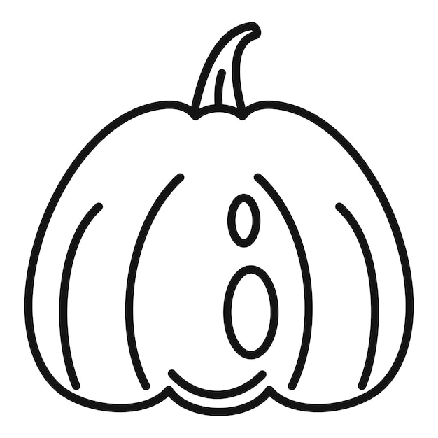 Icono de calabaza de cara Icono de vector de calabaza de cara de contorno para diseño web aislado sobre fondo blanco