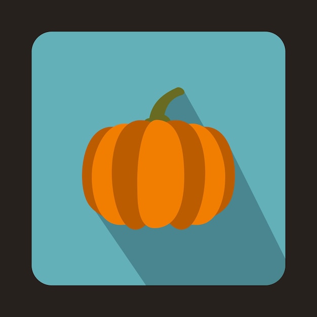 Icono de calabaza en estilo plano sobre un fondo azul bebé