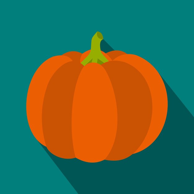 Icono de calabaza en estilo plano sobre un fondo azul.