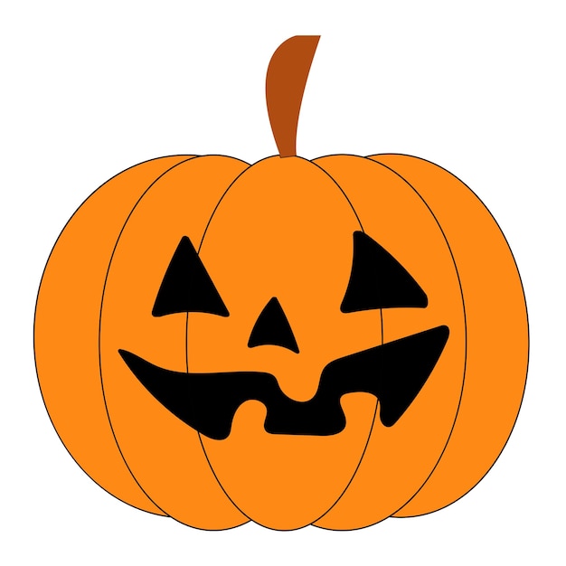 Icono de calabaza de halloween vector símbolo de otoño diseño plano calabaza de miedo de halloween con sonrisa cara feliz silueta de calabaza naranja aislada sobre fondo blanco ilustración colorida de dibujos animados