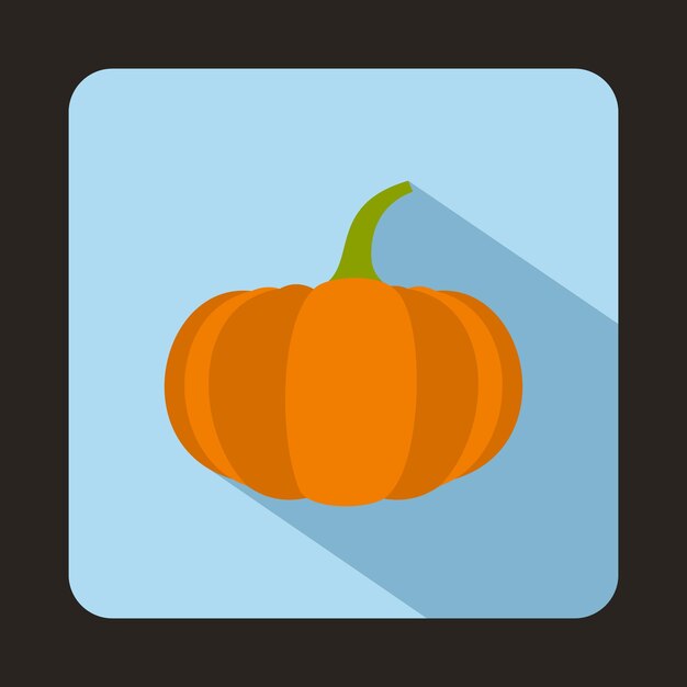 Icono de calabaza madura en estilo plano sobre un fondo azul claro