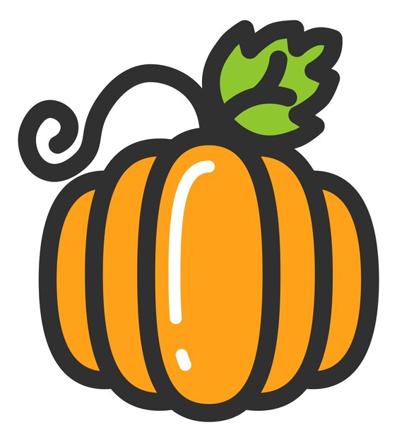 Icono de calabaza. Verdura naranja de otoño con hojas verdes