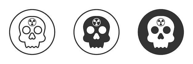 Icono de calavera con símbolo de radiación Ilustración vectorial